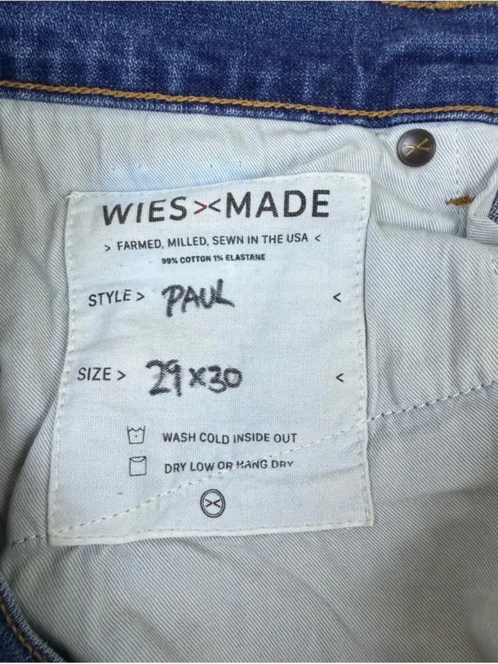 Wies Made Paul Jeans Mens 29x30 Slim Straight Made in USA Premium Denim